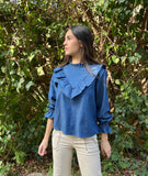 Blusa vaquera volante oscura