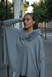 Jersey oversize gris cuello pelo