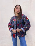 Kimono terciopelo malva estampado