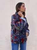 Kimono terciopelo malva estampado