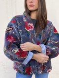 Kimono terciopelo malva estampado