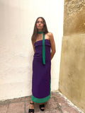 Vestido palabra de honor gasa morado