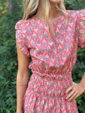 Vestido corto flores Coral