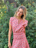 Vestido corto flores Coral