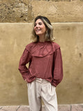 Blusa Leo volante Teja