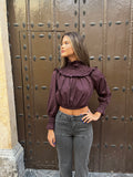 Top crop cuello berenjena