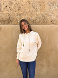 Sudadera punto beige arcoiris