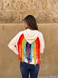 Sudadera punto beige arcoiris