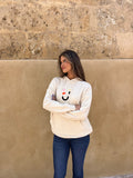 Sudadera punto beige smile