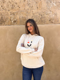 Sudadera punto beige smile