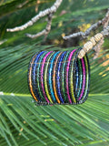 Brazalete cristales negros multicolor