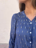 Camisa detalles glitter azul