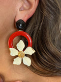 Pendientes rojos Flor