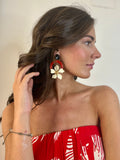 Pendientes rojos Flor